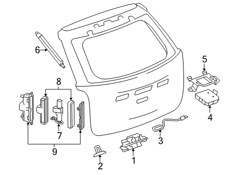 2016 GMC Terrain Lift Gate Actuator Diagram for 23289161