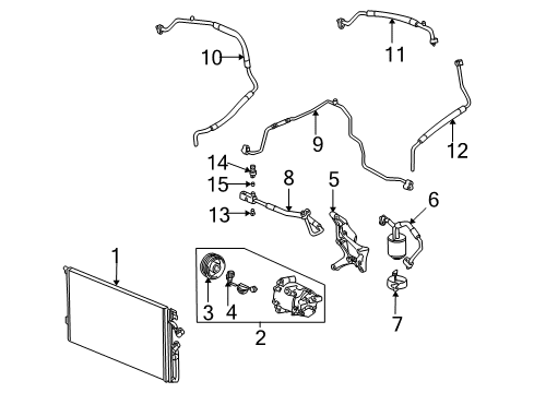 2002 Saturn Vue A/C Condenser, Compressor & Lines Clutch Kit, A/C Diagram for 15783643