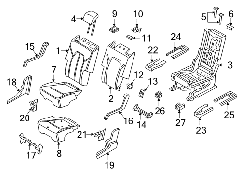 2019 Lincoln Navigator Second Row Seats Seat Cushion Pad Diagram for JL7Z-7863840-A