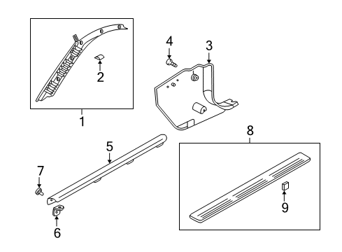 2003 Hyundai Tiburon Interior Trim - Pillars, Rocker & Floor Trim Assembly-Front Pillar RH Diagram for 85820-2C000-LK
