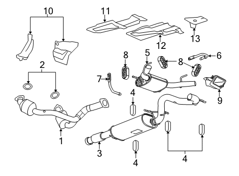 2014 GMC Yukon Exhaust Components Exhaust Muffler Assembly (W/ Resonator, Exhaust & Tail Pipe Diagram for 20882403