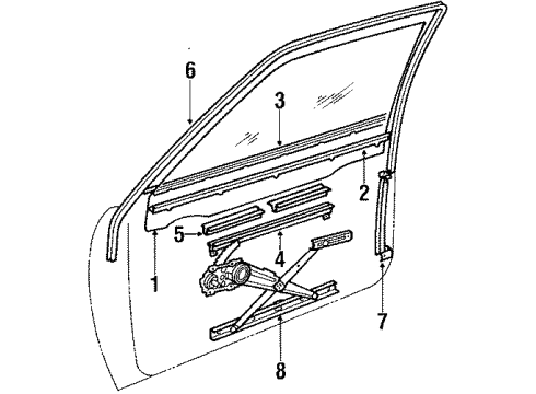 1988 Chevrolet Sprint Front Door - Glass & Hardware Lower Guide Diagram for 96052753
