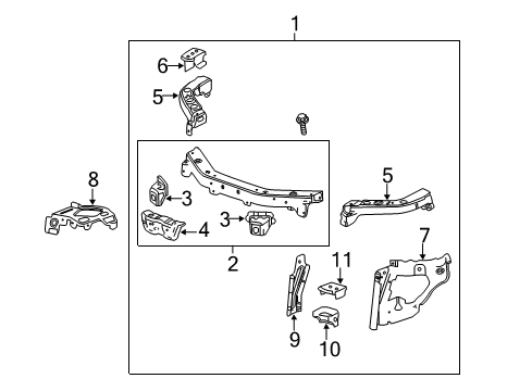 2012 GMC Terrain Radiator Support Lamp Bracket Diagram for 25896694