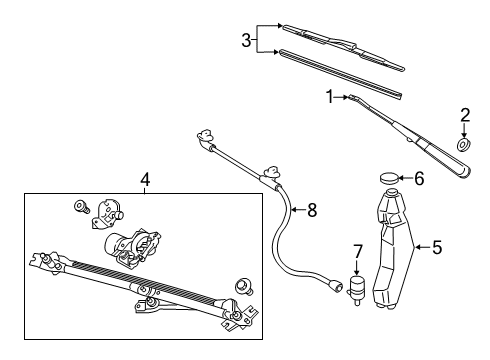 2013 Chevrolet Express 3500 Wiper & Washer Components Motor & Linkage Diagram for 84039192