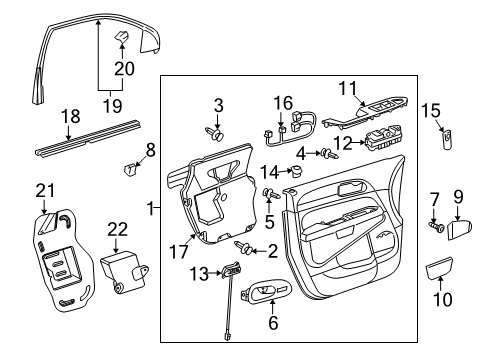 2013 Buick Enclave Interior Trim - Front Door Window Switch Diagram for 20958436