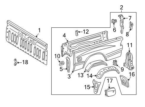 2004 Toyota Tundra Front & Side Panels End Panel Diagram for 65507-0C020