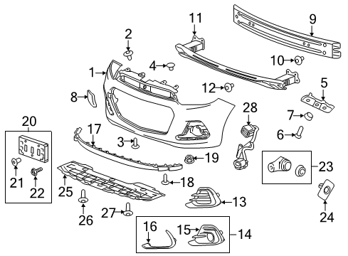 2016 Chevrolet Spark Front Bumper Tow Eye Cap Diagram for 42352966