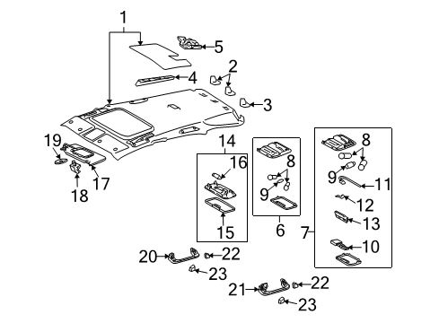 2008 Lexus RX400h Interior Trim - Roof Lamp Assy, Map Diagram for 81260-48051-B0