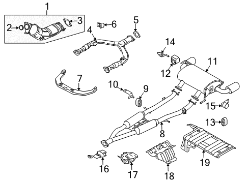 2015 Infiniti QX50 Exhaust Components Exhaust Sub Muffler Assembly Diagram for 20300-1BA0B