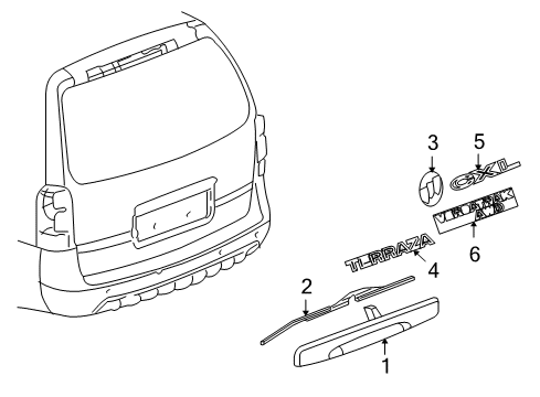 2005 Buick Terraza Exterior Trim - Lift Gate Nameplate Diagram for 15228344