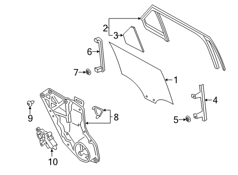 2021 Ford Explorer Front Door Glass & Hardware Run Channel Diagram for LB5Z-7825766-B