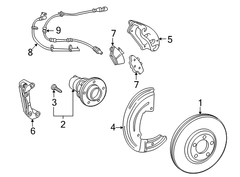 2008 Ford Taurus X Anti-Lock Brakes Caliper Support Diagram for 8G1Z-2B134-A