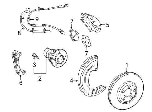 2008 Ford Taurus X Anti-Lock Brakes Front Pads Diagram for 5U2Z-2V001-J