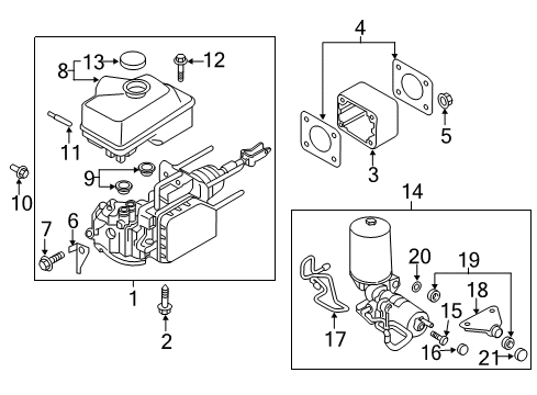 2017 Nissan Titan Hydraulic System Pin-STOPPER, Reservoir Tank Diagram for 46032-1LA1A