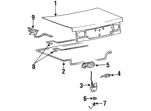 1992 Hyundai Scoupe Trunk Trunk Lid Latch Assembly Diagram for 81240-23000