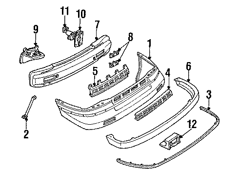 1992 Chevrolet Lumina APV Front Bumper Grille Screw Diagram for 11504736