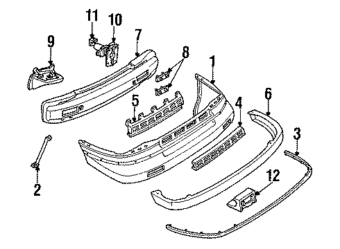 1992 Chevrolet Lumina APV Front Bumper Bracket-Front License Diagram for 10068098