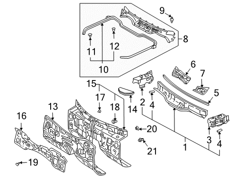 2005 Lexus LS430 Cowl Panel Sub-Assy, Dash Diagram for 55101-50080