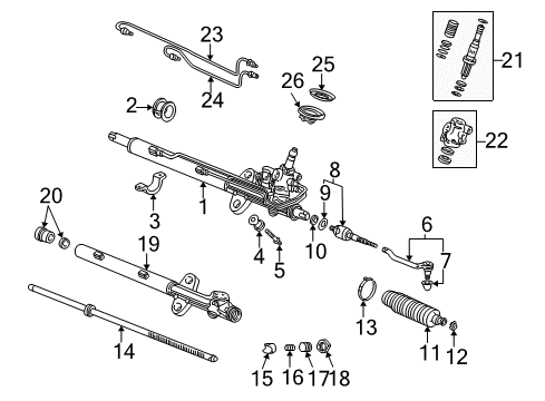 2003 Acura CL Steering Column & Wheel, Steering Gear & Linkage Rack, Power Steering Diagram for 53601-S3M-A02