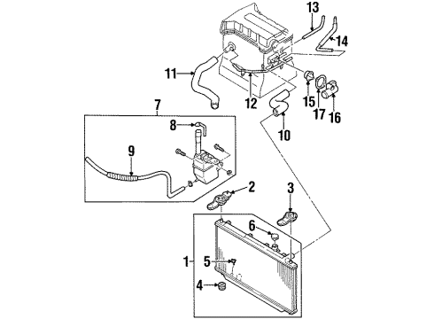 2000 Kia Sephia Radiator & Components Cock-Water Drain Diagram for MB3H715203