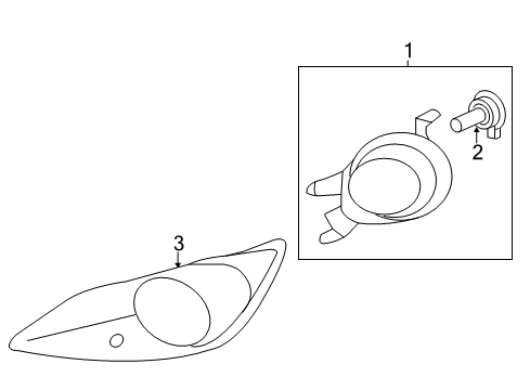 2013 Hyundai Veloster Chassis Electrical - Fog Lamps Front Driver Side Fog Light Assembly Diagram for 92201-2V500