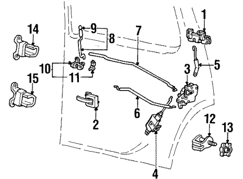 2000 Mercury Mountaineer Rear Door - Lock & Hardware Rod Diagram for F87Z-7826596-AA