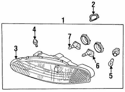 1999 Dodge Avenger Bulbs Driver Side Headlight Assembly Composite Diagram for MR485679