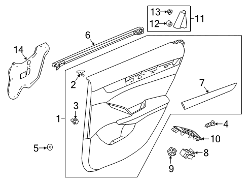 2020 Honda Accord Rear Door Weatherstrip, L. RR. Door (Inner) Diagram for 72875-TVA-A01