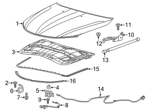 2015 Chrysler 200 Hood & Components Hood Prop Diagram for 68105153AB