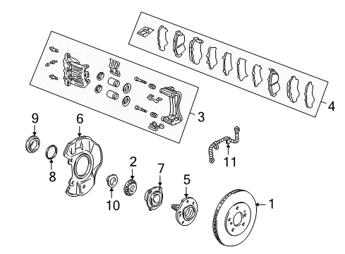 2005 Acura NSX Front Brakes Caliper Sub-Assembly, Left Front Diagram for 45019-SL0-Z00