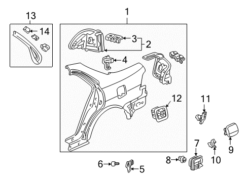 2001 Honda Accord Quarter Panel & Components, Exterior Trim Outlet Assembly, Rear Air Diagram for 75450-SF1-900