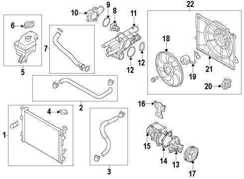 2015 Hyundai Sonata Cooling System, Radiator, Water Pump, Cooling Fan Blower Assembly Diagram for 25380-4R500