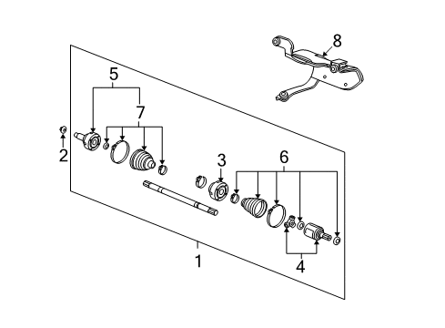 2009 Honda Fit Drive Axles - Front Joint Set, Outboard Diagram for 44014-TK6-A50