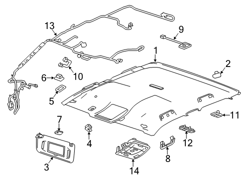 2019 GMC Sierra 2500 HD Interior Trim - Cab LAMP ASM-R/SEAT POSN CTR RDG & CTSY *LIGHT ASH GRR Diagram for 84407750