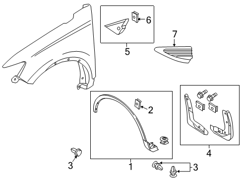 2019 Lincoln Nautilus Exterior Trim - Fender Ornament Diagram for KA1Z-16720-BA