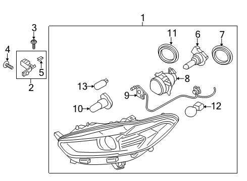 2013 Ford Fusion Headlamps Composite Assembly Diagram for DS7Z-13008-A