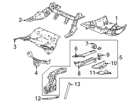 2022 Acura TLX Rear Floor & Rails Outrigger, Left Rear Diagram for 65685-TGV-A00ZZ