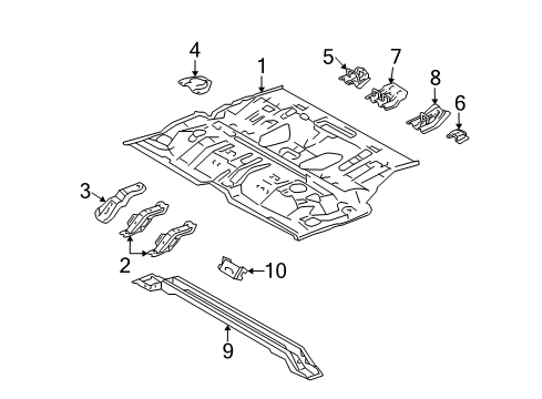 2004 Lexus GX470 Pillars, Rocker & Floor - Floor & Rails Reinforcement, Rear NO.1 Seat Leg, Rear NO.3 Diagram for 57837-60010