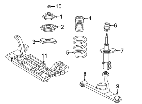 2006 Chrysler PT Cruiser Front Suspension Components, Lower Control Arm, Stabilizer Bar DAMPER-STRUT Diagram for 5272874AB