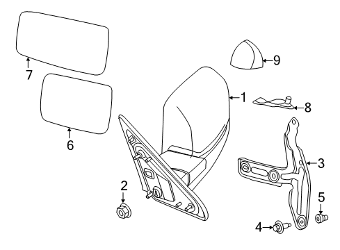 2014 Ram 1500 Outside Mirrors Outside Rear-View Mirror Right Diagram for 68412786AC