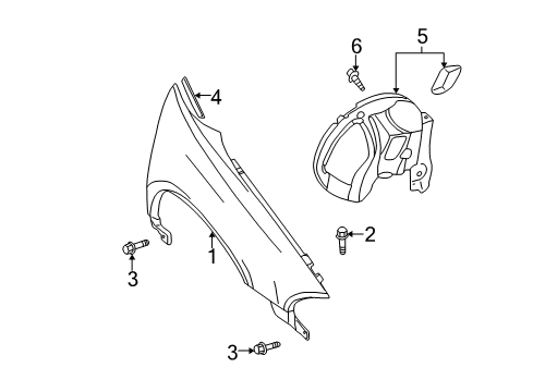 2003 Dodge Intrepid Fender & Components Shield-WHEELHOUSE Diagram for 4580194AE