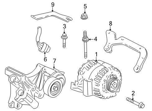 2004 Pontiac Bonneville Alternator Upper Brace Diagram for 24507942