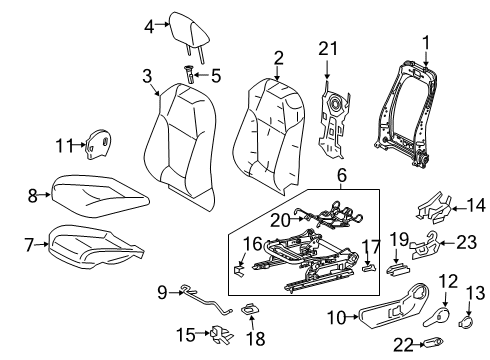 2019 Toyota RAV4 Driver Seat Components Cushion Cover Diagram for 71072-42710-C3