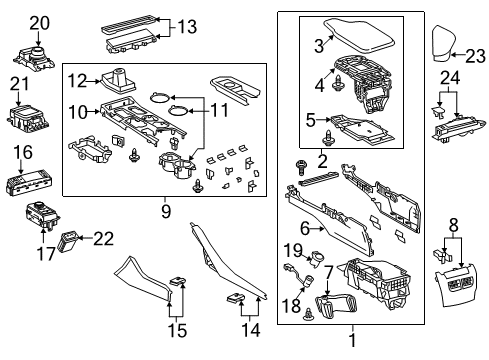 2017 Lexus RC350 Center Console Cover Sub-Assembly, SHIF Diagram for 58808-53050-C3