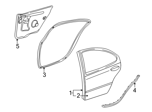 2000 Dodge Intrepid Rear Door WEATHERSTRIP-Rear Door Diagram for TE69RK5AG