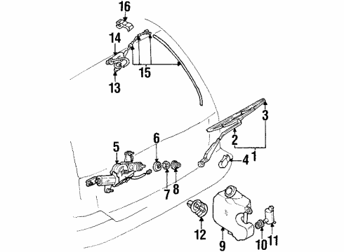 1998 Ford Escort Lift Gate - Wiper & Washer Components Hose & Tube Assembly Diagram for D9PZ17543A