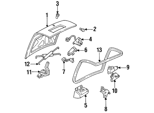 1999 Cadillac DeVille Trunk Lid Hinge Asm-Rear Compartment Lid Diagram for 16633504