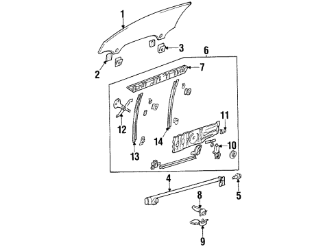 1996 Buick Riviera Glass - Door Sealing Strip Asm, Front Side Door Window Inner Diagram for 25633171