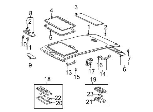 1999 Lexus LX470 Interior Trim - Roof Lower Quarter Trim Clip Diagram for 90467-05021-C0