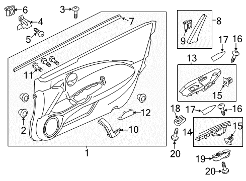 2012 Honda CR-Z Door & Components Sw Panel, Comp Mas *NH167L* (GRAPHITE BLACK) Diagram for 83593-SZT-G01ZA